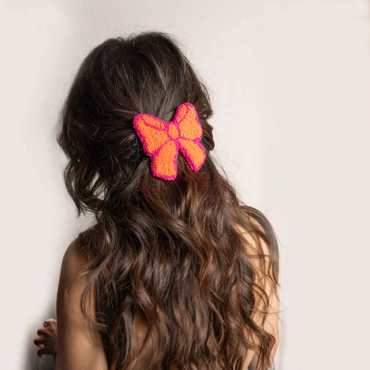 ORANGE BOW hairclip
